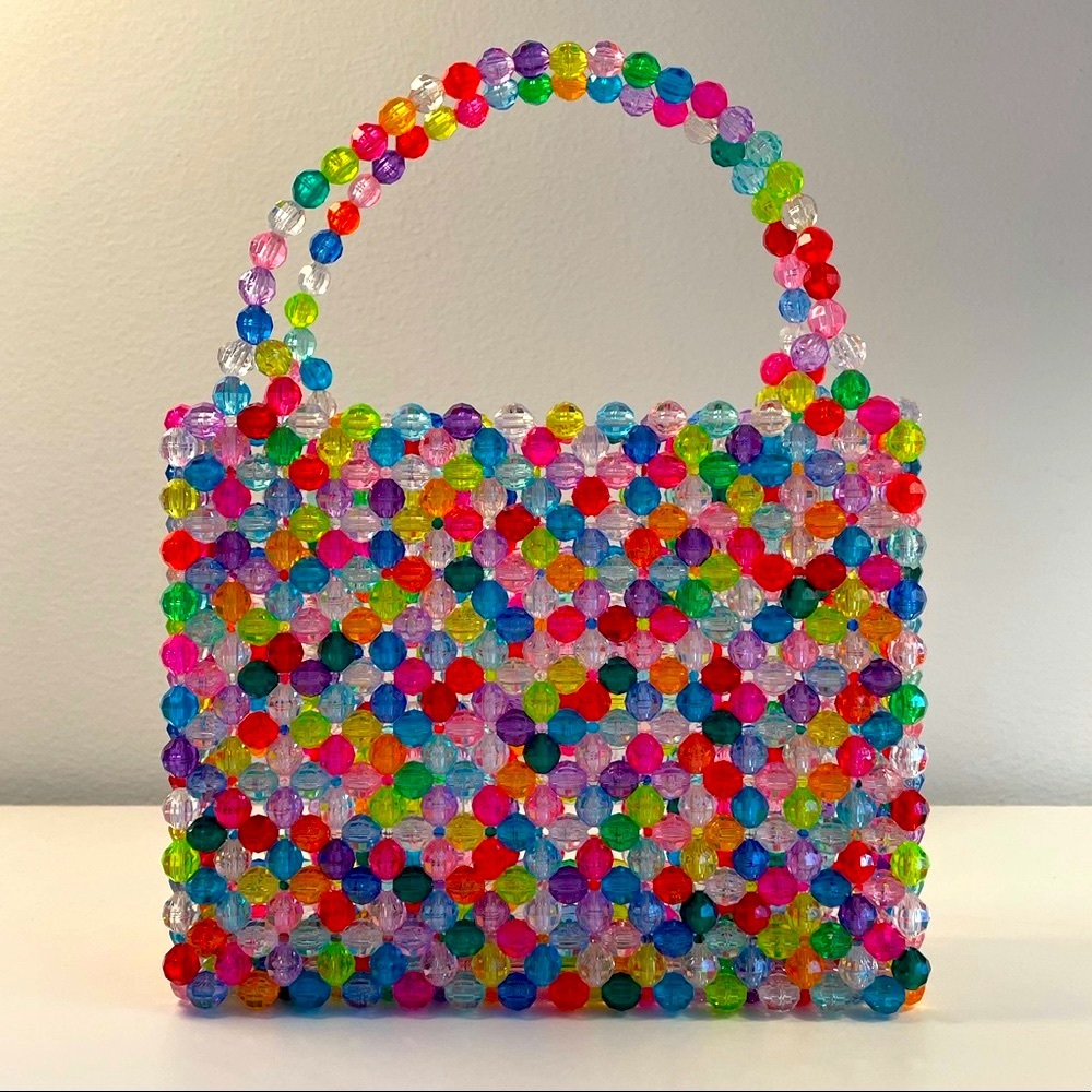 Handmade rainbow multicolor bead bag